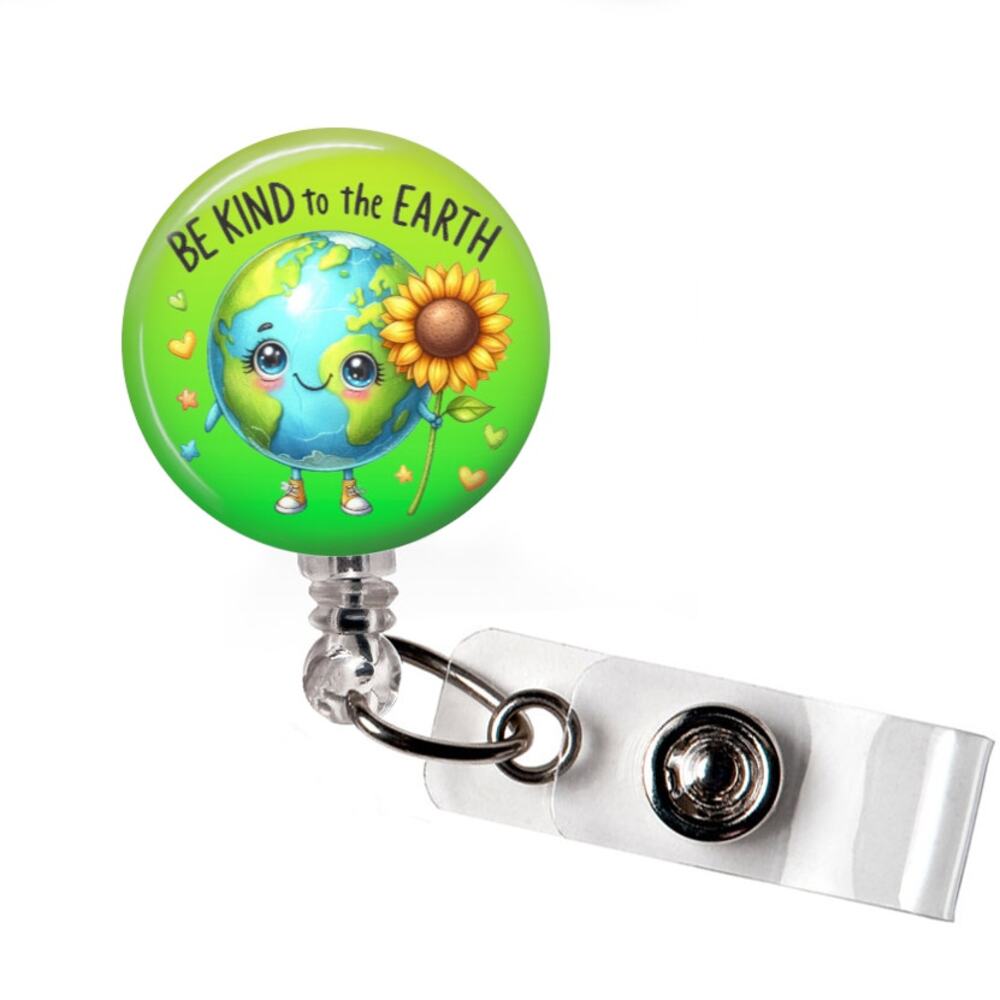 Be Kind To The Earth Badge Reel Eco Friendly Retractable ID Holder